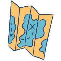 Paper maps cartoon illustration