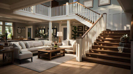 Family Room Staircase with Modern Design