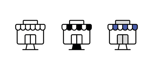 Online Store icon design with white background stock illustration