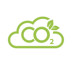 CO2 neutral icon. Carbon gas emission reduction green labels. Ecology, environment, air pollution improvement concept. Flat Vector
