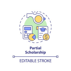 2D editable partial scholarship thin line icon concept, isolated vector, multicolor illustration representing athletic scholarship.