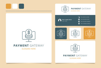 Payment gateway logo design with editable slogan. Branding book and business card template.