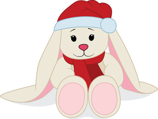 cute christmas bunny wearing santa hat