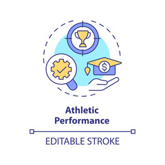 2D editable athletic performance thin line icon concept, isolated vector, multicolor illustration representing athletic scholarship.