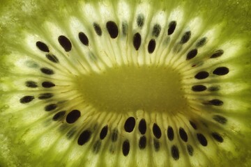 Tasty kiwi with seeds as background, macro