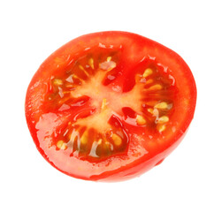 Half of ripe cherry tomato isolated on white