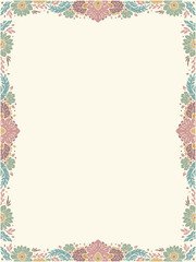 Fototapeta na wymiar a floral vintage style colorful flower border with a place for text template background