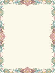 a floral vintage style colorful flower border with a place for text template background