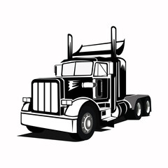 Semi truck 18 wheeler vector isolated in white background