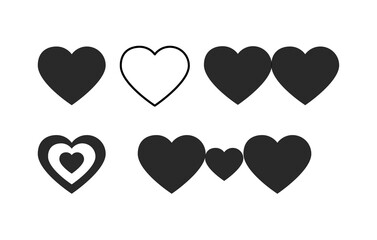 Hearts set. Different hearts shapes. Hearts icons. Pictograms