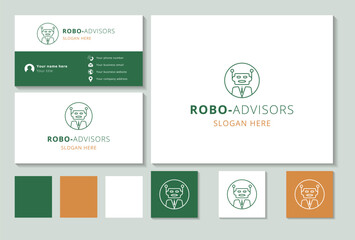 Obraz premium Robo-advisors logo design with editable slogan. Branding book and business card template.