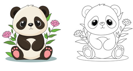panda cute cartoon flat illustration © Akhmetova_m