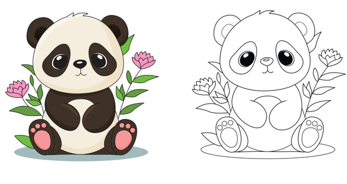 panda cute cartoon flat illustration