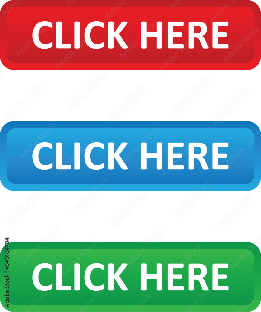 Poster click here vector web button. web button with action of click here. ui button concept. vector illust