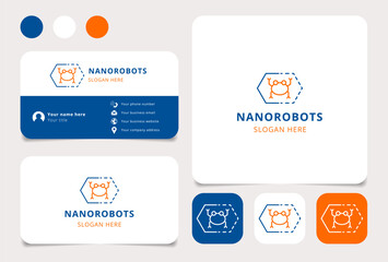 Nanorobots logo design with editable slogan. Branding book and business card template.