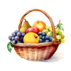 豪華なフルーツの盛り合わせの水彩イラスト