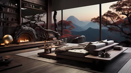 Foto op Canvas A minimalist room inspired by the Japanese aesthetic  © Asep