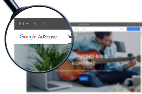 Milan, Italy - May 25, 2023: Adsense website homepage. It is a program that allows to serve automatic text, image, video, or interactive media advertisements. Google adsense logo visible.