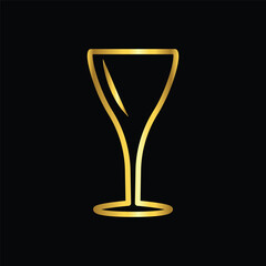 gold color wine glass icon, vector, template, logo, trendy, collection, flat, design
