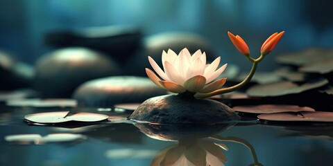 Calm Beauty of a Flowering Plant in a Zen Spa
