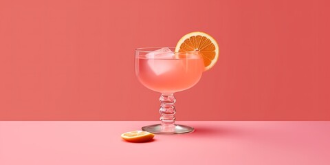 Cocktail drink on pink background