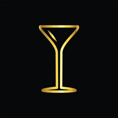 gold color wine glass icon, vector, template, logo, trendy, collection, flat, design