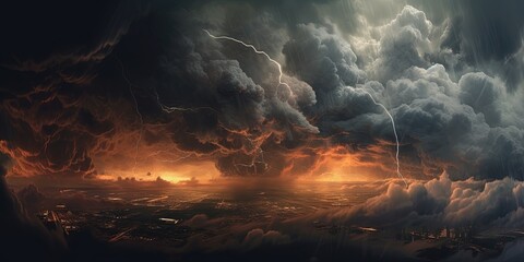 Dark moody storm clouds. Ominous warning. Generative AI.