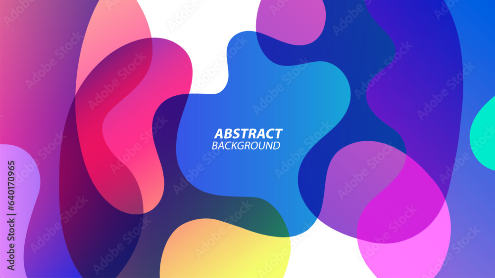 Poster Abstract background with curved shapes. Vibrant fluid colors banner. Bright color gradient waves for creative graphic design. Vector illustration.