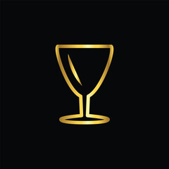 gold color wine glass icon, vector, template, logo, trendy, collection, flat, design