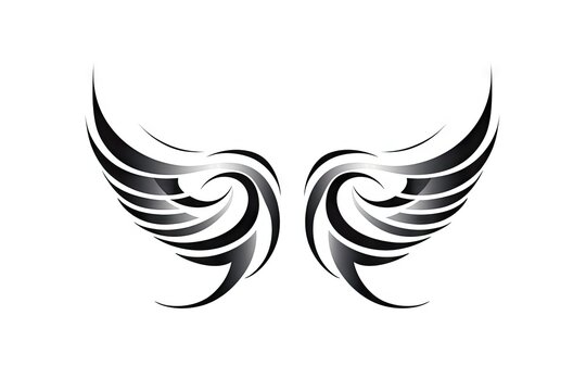 Heavenly soar. Black angelic winged on white background isolated. Eagle flight. Emblem of power and majesty. Skyward bound. Symbolic feathers in art