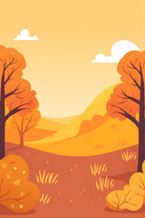 Autumn landscape background. Hello Autumn, vector illustration. Generative AI