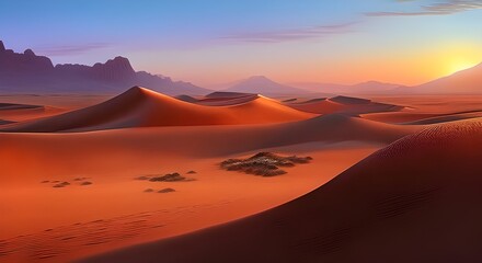 Fototapeta na wymiar sunrise in the desert - generative ai