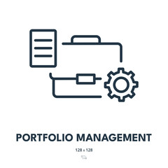 Portfolio Management Icon. Investment, Asset, Stock. Editable Stroke. Simple Vector Icon