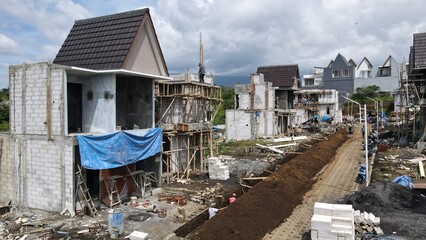 construction residential new house in progress at building site housing estate development