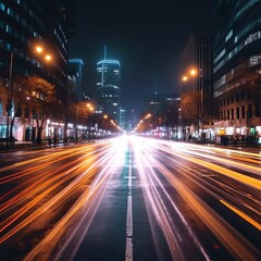 Fototapeta na wymiar motion cars on street, night view, moving cars on city