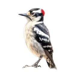 Fototapeta premium Downy woodpecker bird isolated on white