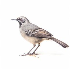 Gray catbird bird isolated on white.