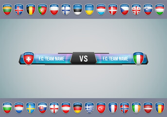 Sport scoreboard with time and result display. Vector template for your design.