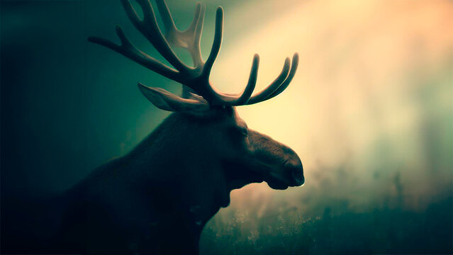 Deer, moose, bamby in the forest, serene moment. The serene moment of an animal in its natural habitat evokes a sense of harmony and appreciation for the world around us.

