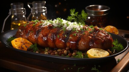 grilled steak with vegetables