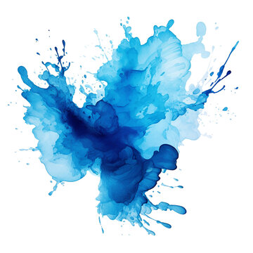 Abstract watercolor blotch of blue color on a white background