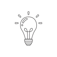 Hand drawn Kids drawing Cartoon Vector illustration lightbulb idea icon Isolated on White Background