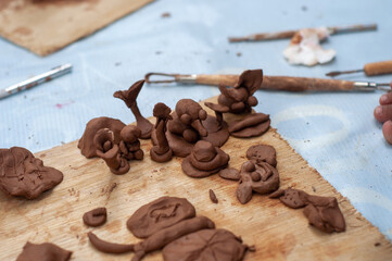 clay made in various shapes