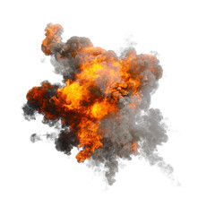 Aerial explosion isolated transparent background 3d rendering

