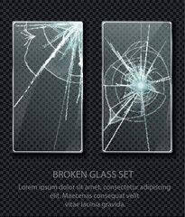 Glass framework, broken glass set