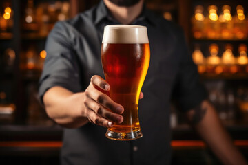 Crafted Refreshment: Frothy Beer Pour in Progress