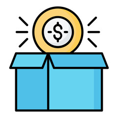 Open Box Line Color Icon