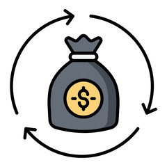 Cash Flow Line Color Icon