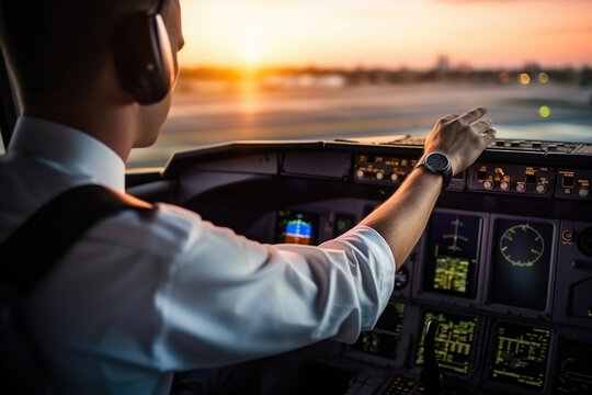 Airport Ground Marshal Guiding Aircraft To A Stop