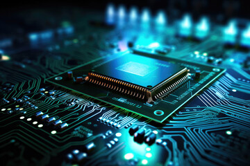 Neural Processing Marvel: Close-up of High-Tech Microchip